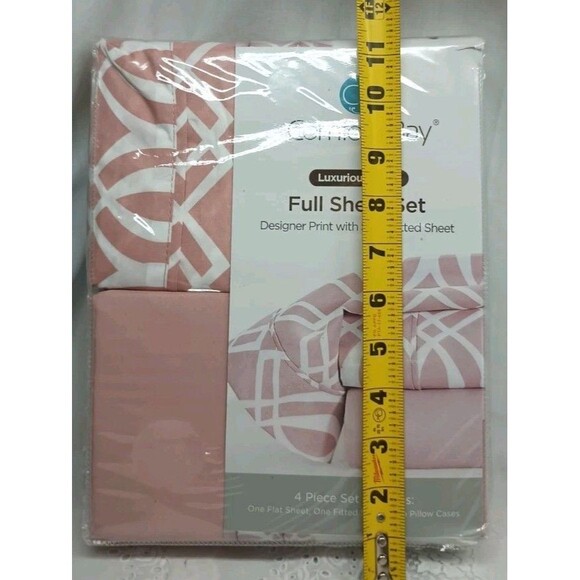 Comfort Bay Pink Full Sheet Set 4pc Designer Print Luxuriously Soft - Picture 9 of 9